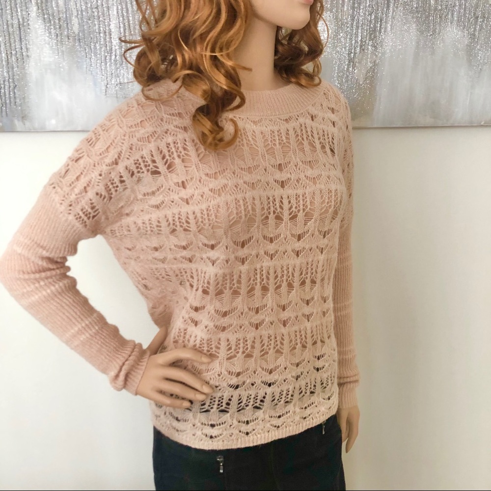 Marciano Nude Open Knit Sparkly Sweater - Picture 1 of 8